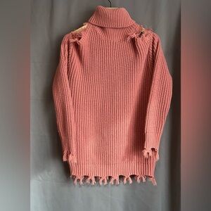 Almost Famous - Turtle Neck - Sweater - Peek a boo shoulder - Pink - Size Large
